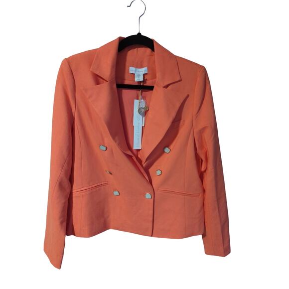 House of Harlow 1960 Living Coral Double Breasted Blazer size Small NWT - Picture 2 of 7
